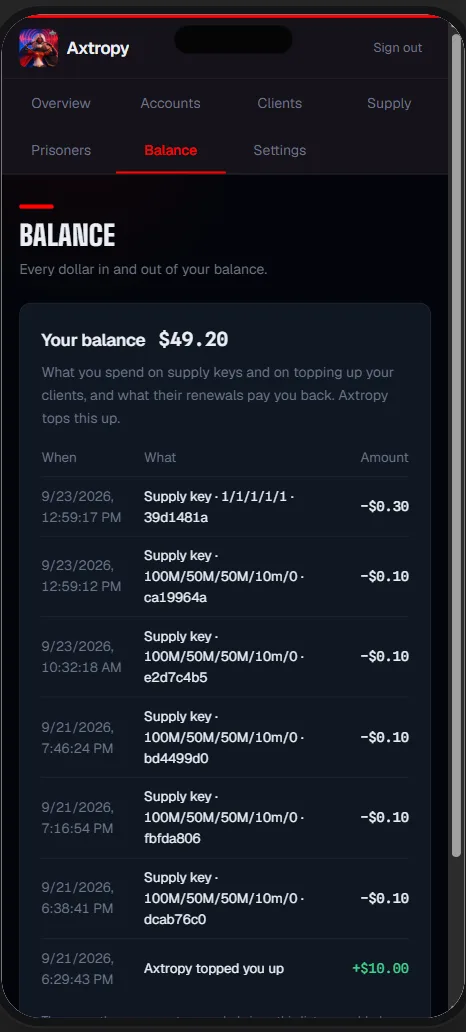 Apex portal Balance on a phone: every dollar in and out